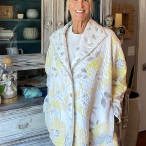 Handmade Quilted Duster Coat: Upcycled Vintage Comforter, Patchwork Car Coat