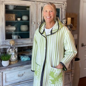 Handmade Quilted Duster Coat: Upcycled Vintage Comforter, Patchwork Car Coat