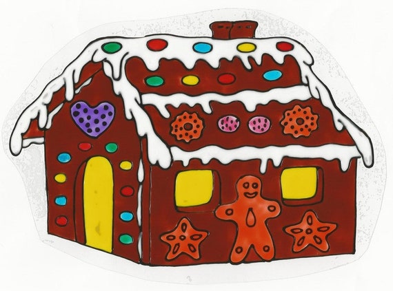 Lebkuchenhaus Window Color Fensterbild Weihnachten Etsy