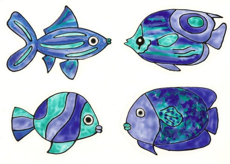 4 blaue Fische-Badezimmer-Deko-Window Color | Etsy 4 blaue Fische-Badezimmer-Deko-Window Color | Etsy