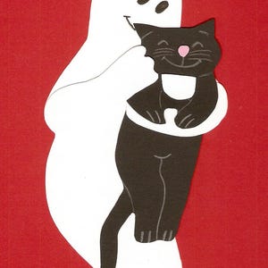 Image de fenêtre en carton fantôme avec chat fantôme Halloween décoration d'automne