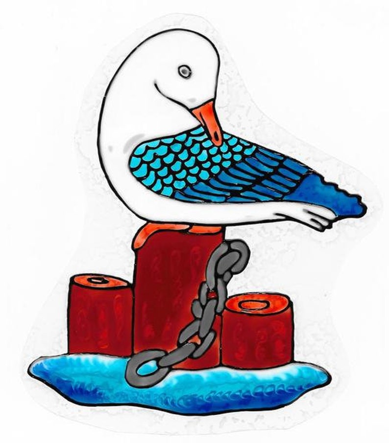 Seagull Window Color Window Mural Summer Decoration image 1