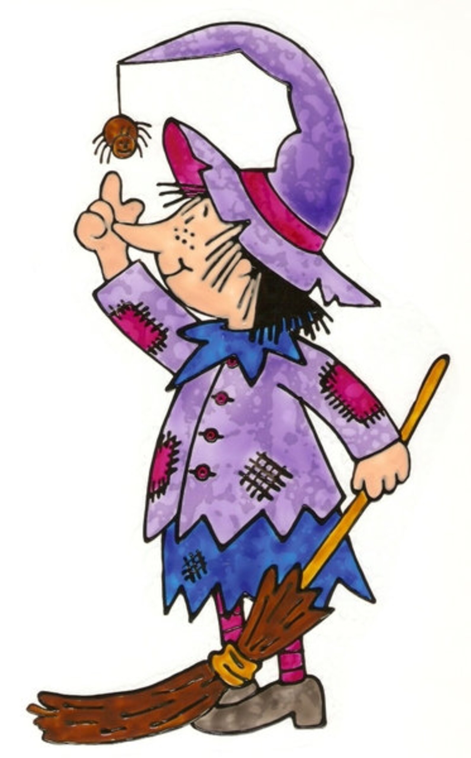 Window Color Bild Hexe mit Besen und Spinne 26 - Etsy.de