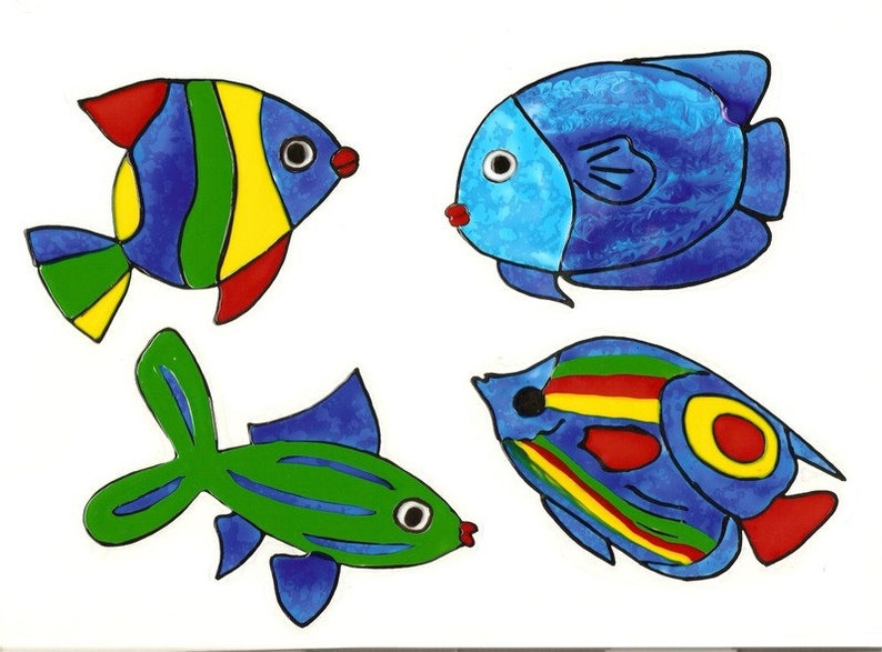 4 bunte Fische-Badezimmer-Deko-Window Color | Etsy 4 bunte Fische-Badezimmer-Deko-Window Color | Etsy