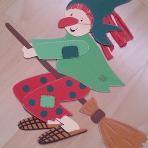 Imagem de janela de papelão: bruxa voadora - decoração de outono - decoração de outono - bruxa - Halloween