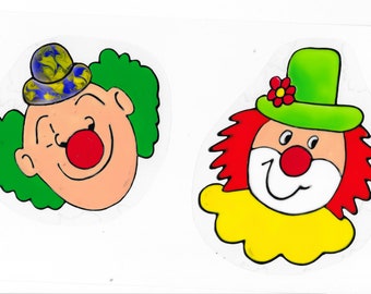 2 Clowns-Window Color Fensterbilder-Fasching-Karneval-Kindergeburtstag-Fensterdekoration-Partydekoartion-Hausball