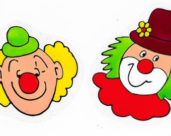 2 Clowns-Window Color Fensterbilder-Fasching-Karneval-Kindergeburtstag-Fensterdekoration-Partydekoartion-Hausball