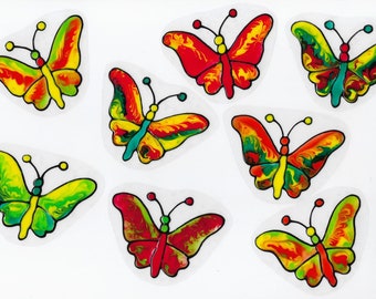 8 bunte Schmetterlinge gelb/orange/grün -Window Color-Fensterbild-Haftfolie