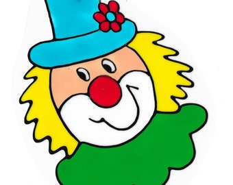 1 Clowns-Window Color Fensterbilder-Fasching-Karneval-Kindergeburtstag-Fensterdekoration-Partydekoartion-Hausball