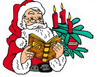lesender Weihnachtsmann-Nikolaus-Window Color Fensterbild-Haftfolie-Winter-Weihnachten