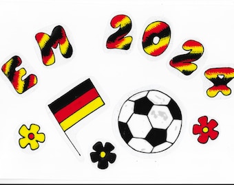 EM 2024-Fussball Europameisterschaft 2024-Window Color Fensterbilder-Fussball-Flagge-Schriftzug
