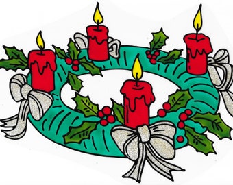 Window Color Fensterbild-Adventskranz-Kerzen-Advent-Winter-Weihnachten