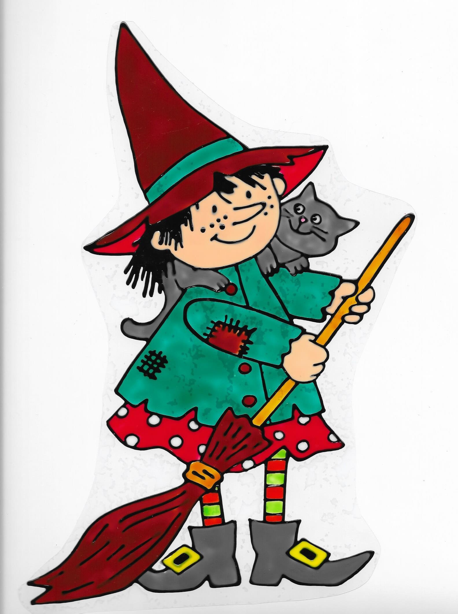 Window Color Bild Hexe mit Katze und Besen 25 cm-Halloween-Witch - Etsy.de