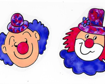 2 Clowns-Window Color Fensterbilder-Fasching-Karneval-Kindergeburtstag-Fensterdekoration-Partydekoartion-Hausball