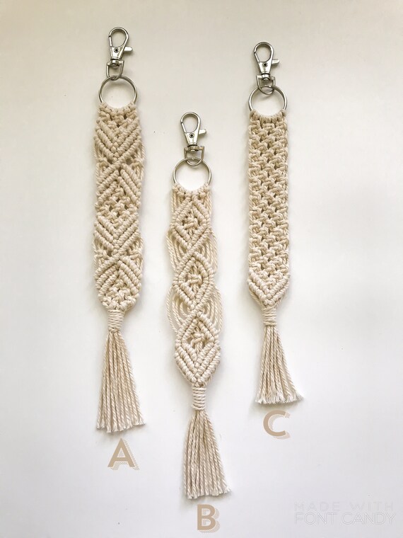 Stocking Stuffer Zipper Charm Macrame Keychain Backpack Christmas Gift Boho Keychain Grey Keychain Dark Grey Boho Style Keychain