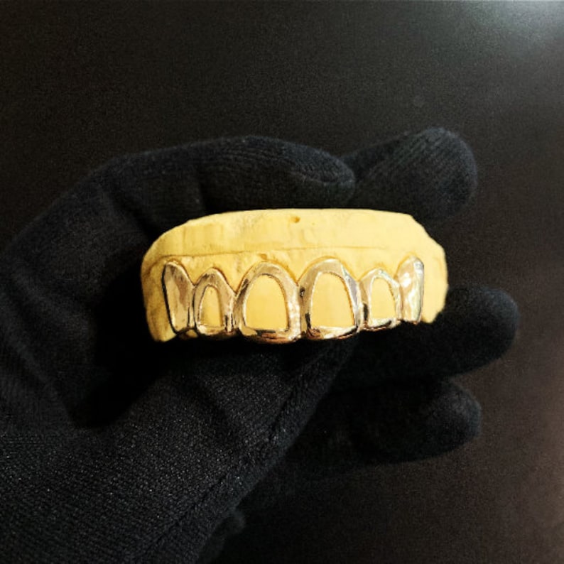 Custom Grillz 6pc Yellow Gold with Open Face