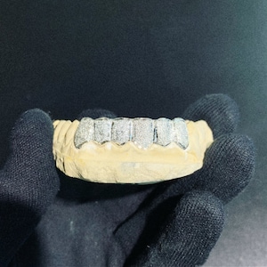 Custom Grillz 6pc or 8pc with Full Diamond Dust (Silver/10K/14K)