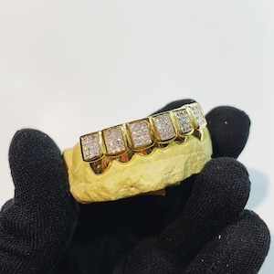 6 teeth (CZ silver blocks invisible setting)