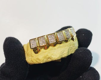 6 teeth (CZ silver blocks invisible setting)