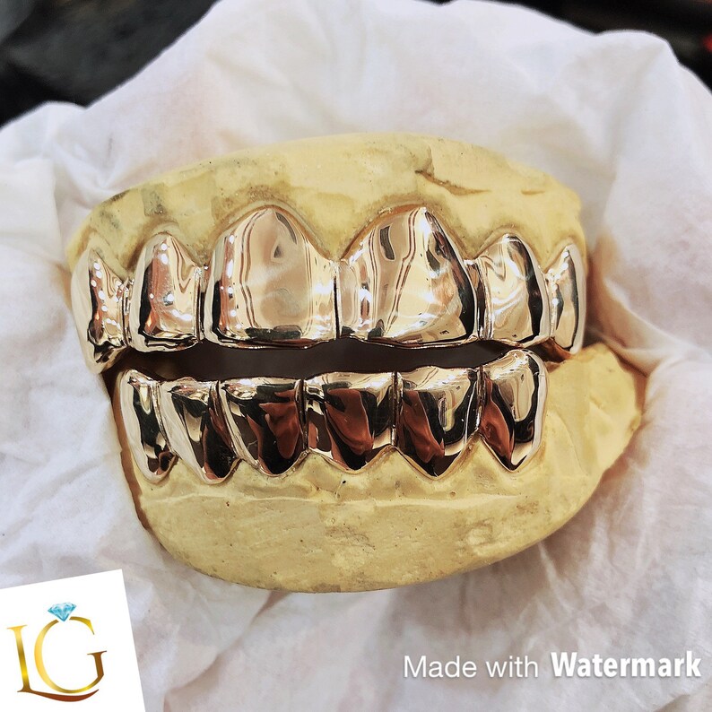 Custom Grillz 6pc Solid Gold with Permanent Cuts Etsy