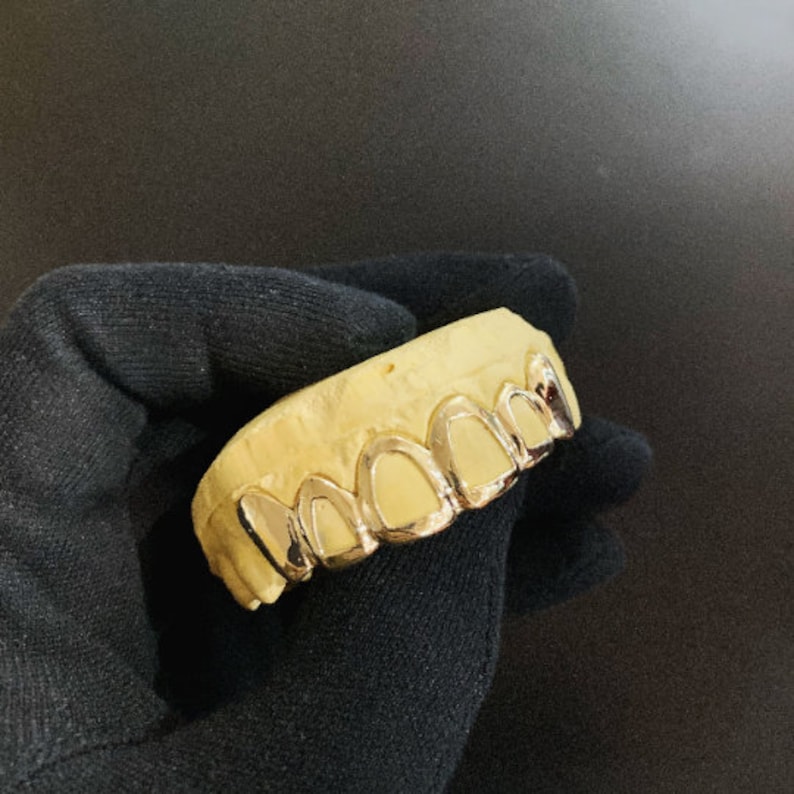 Custom Grillz 6pc Yellow Gold with Open Face