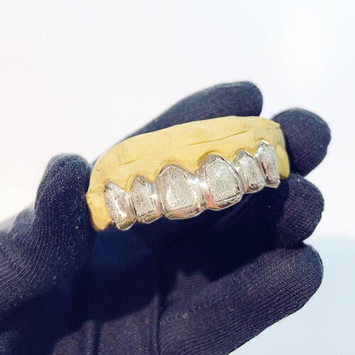 Custom Grillz 6pc With Open Face and Rhodium Diamond Dust Etsy