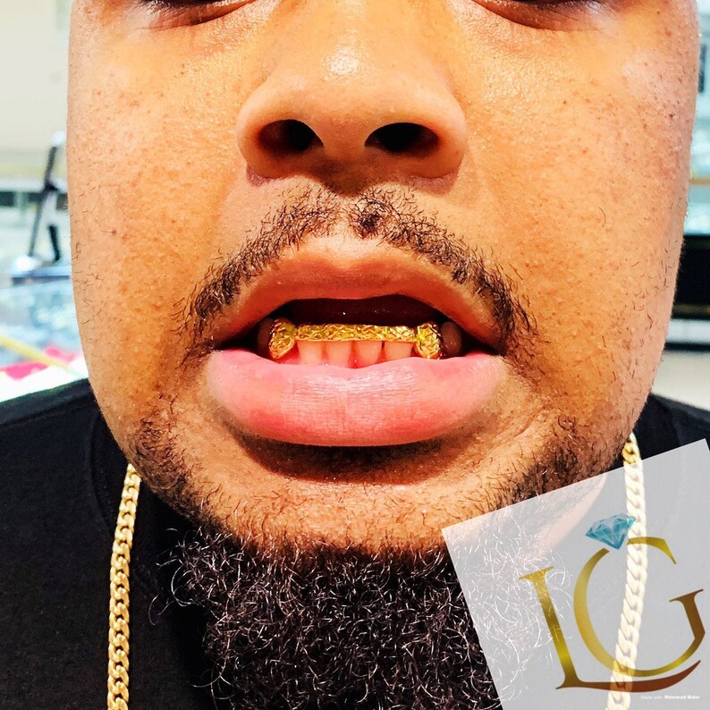 Custom 6pc Grillz Front Bar With Diamond Cuts silver/10k/14k Etsy