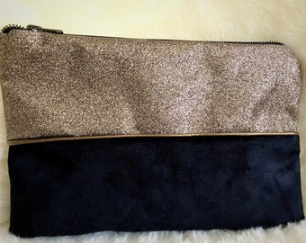 Sac Bandoulière Manoush En Cuir Doré Avec Paillettes Et Dentelle - Parfait état