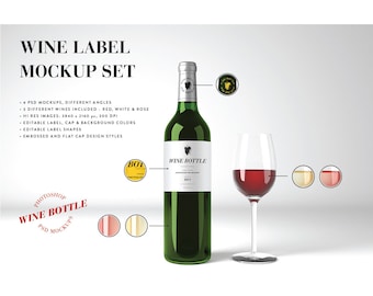 Wine Bottle Mockup Marketing Template Custom Wine Label Wine Label Template Editable Wine Label Photoshop Template Poster Mockups Free Premium