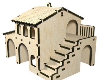 Hamster House 3mm, 4 mm 1/8 inch Pattern Vector for Laser Cutting CNC svg laser cut template laser cut pattern vector model vector plan