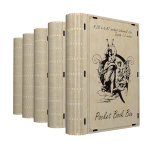 Slider pocket book box 4.25&quot; x 6.87&quot; inch internal size for 3 mm 1/8 inch 4 mm material Laser cut files svg pdf cdr dxf dwg Digital product