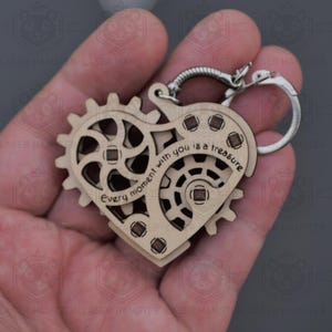 Laserskuren fidget hjärta nyckelring SVG | Laserskuren fil med PDF-manual | DXF dwg cdr | Alla hjärtans dag-present | 3mm & 1/8" plywoodmall bild 4