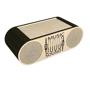 Boombox for homemade bluetooth speakers laser cut file for 3, 4, 5 mm 1/8 inch dfx, svg, dwg, cdr, pdf formats inside the zip archive