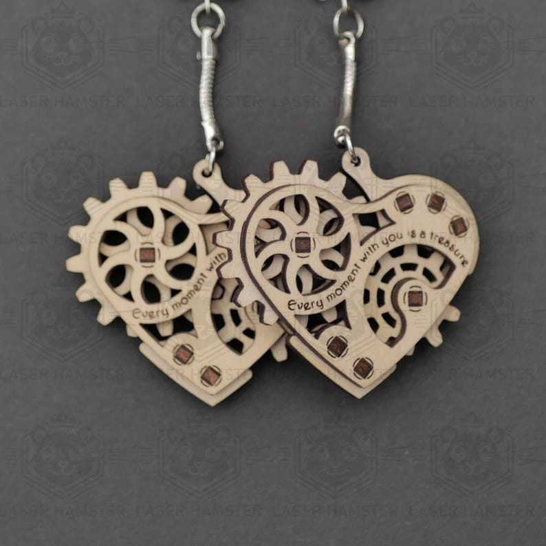 Laserskuren fidget hjärta nyckelring SVG | Laserskuren fil med PDF-manual | DXF dwg cdr | Alla hjärtans dag-present | 3mm & 1/8" plywoodmall bild 5