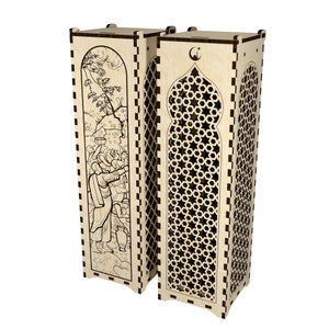2 in 1 lot Wine box 3 4 mm 1/8 inch plywood dxf dwg cdr 11 svg pdf files for cnc router or laser cut router