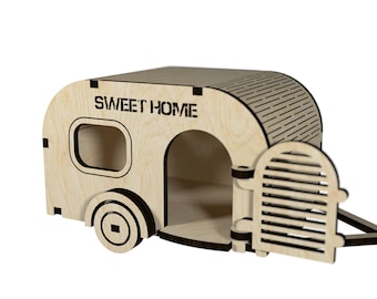 Hamster Cage Trailer House 3 4 mm 1/8 inch Pattern Vector for Laser Cutting CNC svg laser cut template laser cut pattern model vector plan