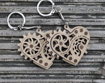 Laser cut fidget Heart Keychain SVG | Laser Cut File with PDF Manual | DXF dwg cdr | Valentine's Gift | 3mm & 1/8" Plywood Template