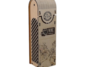 Wine box laser cut file 2.5 3 4 mm plywood dxf dwg cdr 11 svg pdf files Laser cut file instant download
