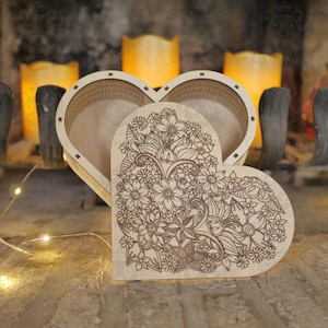 Herzförmige Geschenkbox (SVG) – Laserschnittdatei für 3 mm, 4 mm, 1/8 Zoll | Valentinstag, Hochzeit, Pralinenschachtel | DXF-Laserschneidvorlage