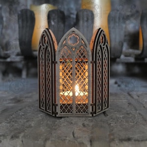 Gothic Candle Holder SVG – Laser Cut File for 3mm 4mm or 1/8" – Tealight Lantern – Medieval Home Decor – PDF Instructions Included