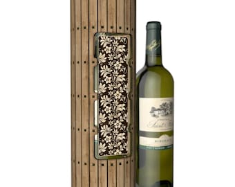 Beautiful wine box 3mm, 4mm, 5mm and 1/8inch plywood dxf dwg cdr 11 svg pdf files for cnc router or laser cut router
