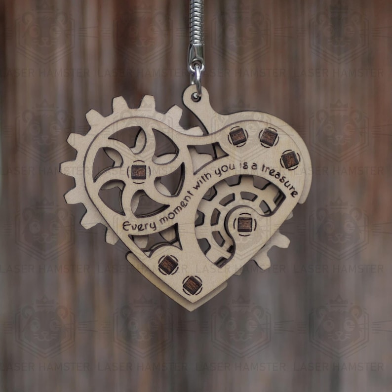 Laserskuren fidget hjärta nyckelring SVG | Laserskuren fil med PDF-manual | DXF dwg cdr | Alla hjärtans dag-present | 3mm & 1/8" plywoodmall bild 2