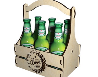 Beer Bottle Box Beer Can Holder svg dxf dwg cdr 11 pdf 5 mm or 6 mm plywood or mdf laser cut, laser cut file, mdf, svg, dxf, plywood