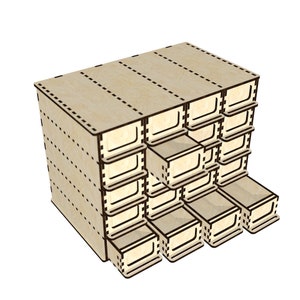 Wooden organizer laser cut file for 3 or 4 mm 1/8 inch svg Storage Box for anything dfx, svg, dwg, cdr, pdf formats inside the zip archive