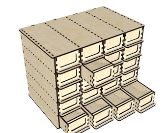 Wooden organizer laser cut file for 3 or 4 mm 1/8 inch svg Storage Box for anything dfx, svg, dwg, cdr, pdf formats inside the zip archive