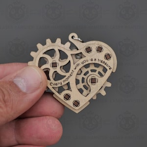 Laserskuren fidget hjärta nyckelring SVG | Laserskuren fil med PDF-manual | DXF dwg cdr | Alla hjärtans dag-present | 3mm & 1/8" plywoodmall bild 3