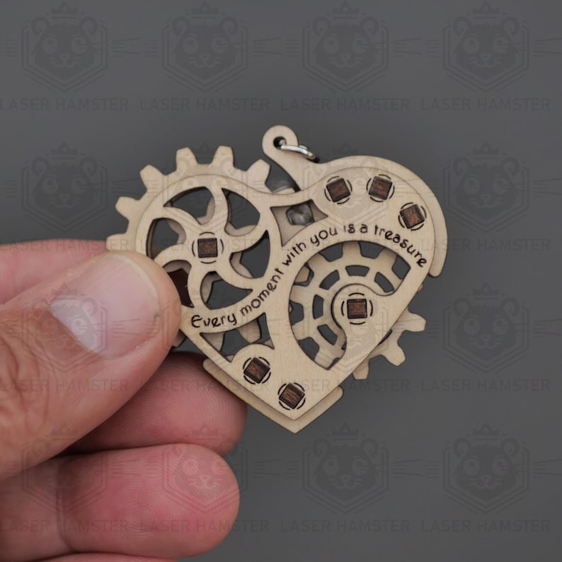 Laserskuren fidget hjärta nyckelring SVG | Laserskuren fil med PDF-manual | DXF dwg cdr | Alla hjärtans dag-present | 3mm & 1/8" plywoodmall bild 3