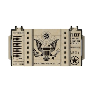 Coffret cadeau militaire original de 5,5" x 10,6" x 2" pouces pour matériaux de 4, 5, 6 mm et 1/4 pouce Fichier découpé au laser svg ai pdf cdr dxf dwg