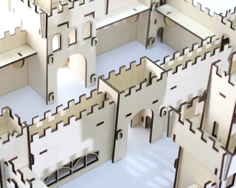 Wooden Castle Laser Cut vector file for cnc 3mm, 4 mm 1/8 inch material thickness
