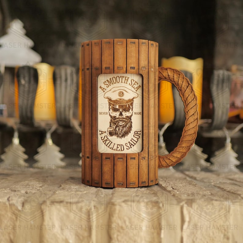 Beer can holder laser cut file - 3, 4 mm and 1/8 inch thick material - dxf, SVG, cdr - CNC vector vemplate for DIY craft image 2